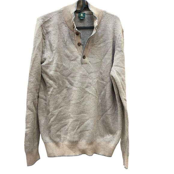 Robert Talbott Welby Sweater M Beige Blue Made in Italy Luxury 100% Merino Wool - Picture 1 of 9